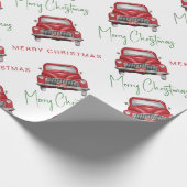 Merry-kerstrode auto-patroonscript cadeaupapier (Hoek)