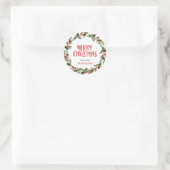 Merry Kerstrode Berry-script | Wreath Ronde Sticker (Tas)
