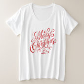 Merry Kerstrode Fancy cursieve Typografie Grote Maat T-shirt (Design voorkant)