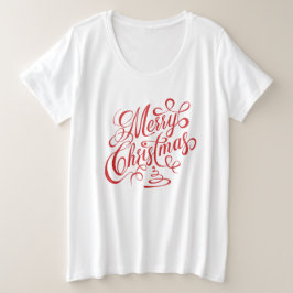 Merry Kerstrode Fancy cursieve Typografie Grote Maat T-shirt