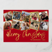 Merry Kerstrode foto Collage Folie Feestdagenkaart (Voorkant)