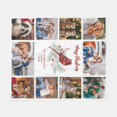 Merry Kerstrode kardinale familie Foto collage Fleece Deken (Voorkant (Horizontaal))