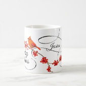 Merry Kerstrode kardinals Monogrammed Holiday Koffiemok (Center)