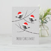Merry Kerstrode kerstkerstkerststaartje vogels Feestdagenkaart (Staand voorkant)