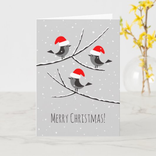 Merry Kerstrode kerstkerstkerststaartje vogels Kaart (Gele Bloem)