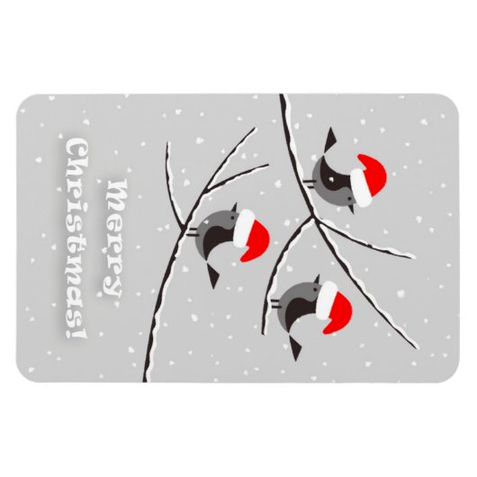 Merry Kerstrode kerstkerstkerststaartje vogels Magneet (Horizontaal)