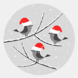 Merry Kerstrode kerstkerstkerststaartje vogels Ronde Sticker