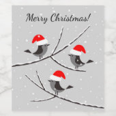 Merry Kerstrode kerstkerstkerststaartje vogels Wijn Etiket (Enkel label)