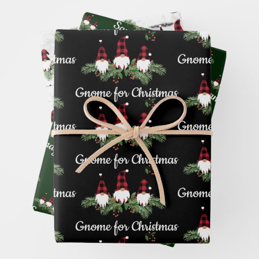 Merry kerstrode Pet Buffalo Pset Gnomen Inpakpapier Vel (In situ)