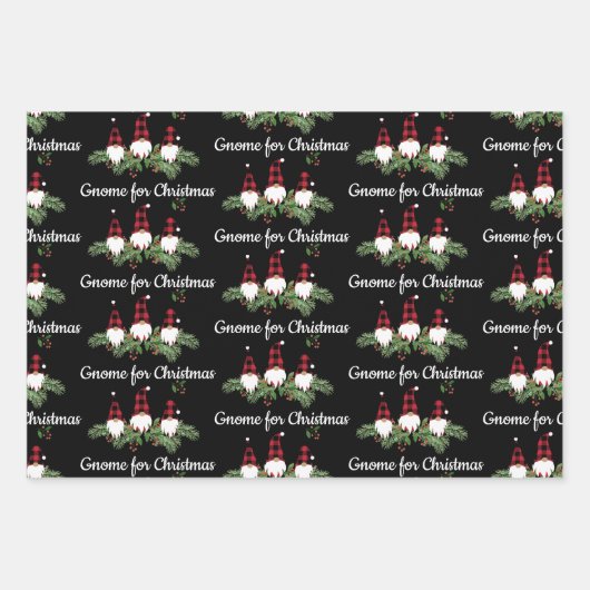 Merry kerstrode Pet Buffalo Pset Gnomen Inpakpapier Vel (Voorkant)