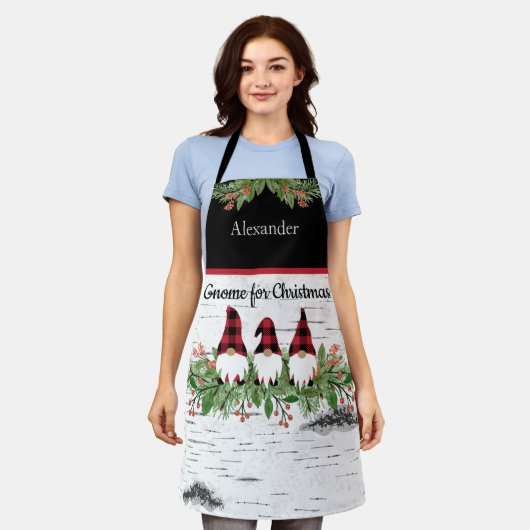 Merry kerstrode Pet Buffaloe Pset Gnomen Schort (Gedragen)