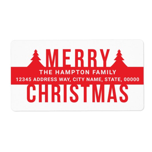 Merry Kerstrode Pines Adres Etiket (Voorkant)