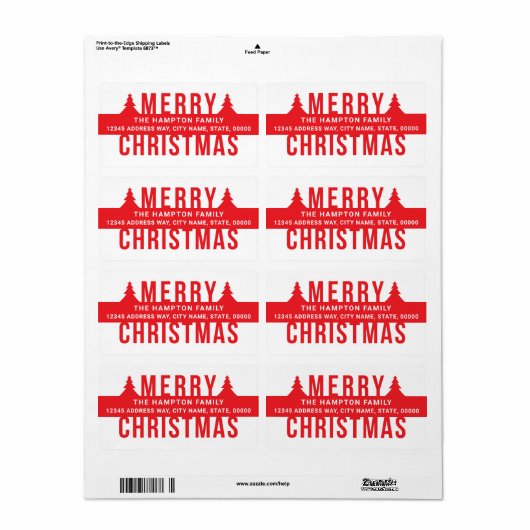 Merry Kerstrode Pines Adres Etiket (Full Sheet)