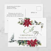 Merry Kerstrode Poinsettia Corporate Greeting Briefkaart (Voorkant / Achterkant)