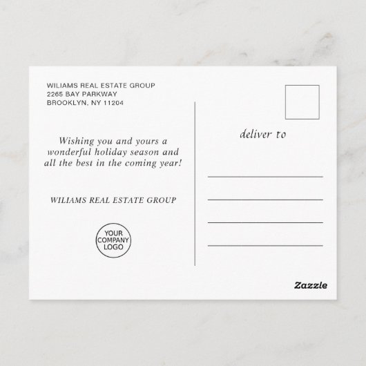 Merry Kerstrode Poinsettia Corporate Greeting Briefkaart (Achterkant)