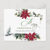 Merry Kerstrode Poinsettia Corporate Greeting Briefkaart (Voorkant)