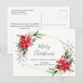 Merry Kerstrode Poinsettia Corporate Greeting Briefkaart (Voorkant / Achterkant)