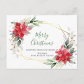 Merry Kerstrode Poinsettia Corporate Greeting Briefkaart (Voorkant)