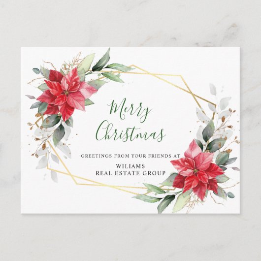 Merry Kerstrode Poinsettia Corporate Greeting Briefkaart (Voorkant)