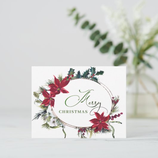 Merry Kerstrode Poinsettia Corporate Greeting Briefkaart (Staand voorkant)