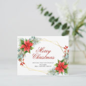 Merry Kerstrode Poinsettia Corporate Greeting Briefkaart (Staand voorkant)