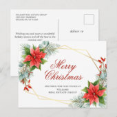 Merry Kerstrode Poinsettia Corporate Greeting Briefkaart (Voorkant / Achterkant)