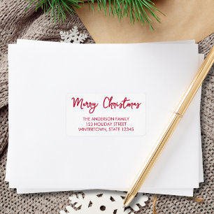 Merry Kerstrode Script Return-adres Etiket