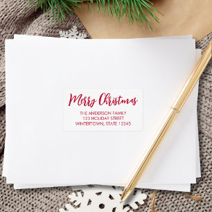 Merry Kerstrode Script Return-adres Etiket