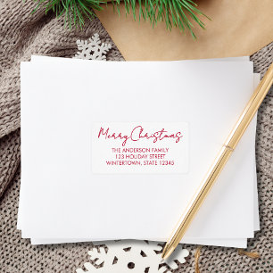 Merry Kerstrode Script Return-adres Etiket