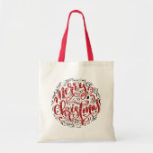 Merry Kerstrode Typografie Circle Lijst Tote Bag (Voorkant)