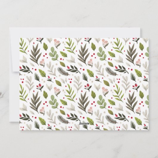 Merry kerstrode Waterverf Greenery Foto Feestdagenkaart (Achterkant)