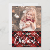 Merry Kerstroe zwarte pinktfotokaart Feestdagenkaart (Voorkant)