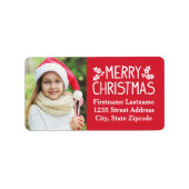 Merry kerstrood Aangepast adres voor foto terugzen Etiket (Voorkant)