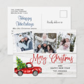 Merry kerstrood Boerderij Truck 3 Foto Briefkaart (Voorkant / Achterkant)