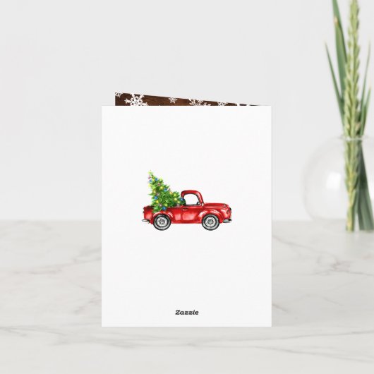 Merry kerstrood Boerderij Truck 4 Foto Feestdagen Kaart (Achterkant)