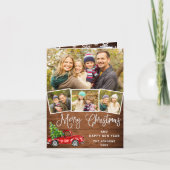 Merry kerstrood Boerderij Truck 4 Foto Feestdagen Kaart (Voorkant)