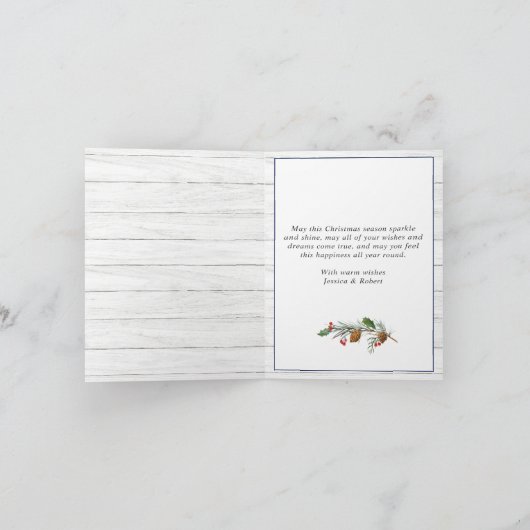 Merry kerstrood Boerderij Truck 4 Foto Feestdagen Kaart (Binnen)