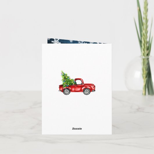 Merry kerstrood Boerderij Truck 4 Foto Feestdagen Kaart (Achterkant)