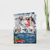 Merry kerstrood Boerderij Truck 4 Foto Feestdagen Kaart (Voorkant)