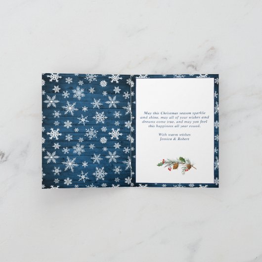 Merry kerstrood Boerderij Truck 4 Foto Feestdagen Kaart (Binnen)