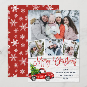 Merry kerstrood Boerderij Truck 4 Foto Feestdagenkaart
