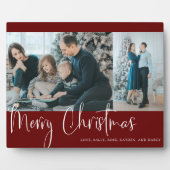 Merry Kerstrood Script 2 Foto Collage Holiday Fotoplaat (Voorkant)