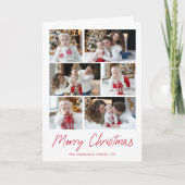 Merry Kerstrood Script 6 Foto Collage Feestdagen Kaart (Voorkant)