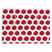 Merry-kerstrood/wit Poinsettia-ontwerp Large Cadeautasje (Achterkant)