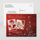 Merry Kerstroodboom Twinkly Lights Snow PHOTO Feestdagenkaart (Voorkant / Achterkant)