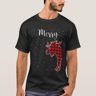 Merry Kerstroodbruin met buffalo Moose Couples Ma T-shirt