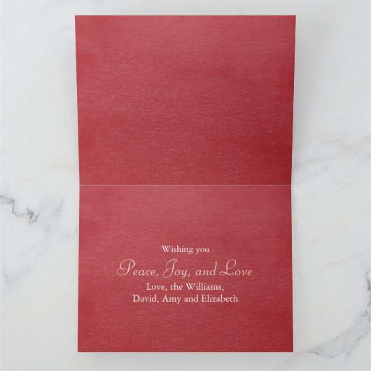 Merry Kerstroodgroene sneeuwvlok 1 Foto Bedankkaart (Binnen)