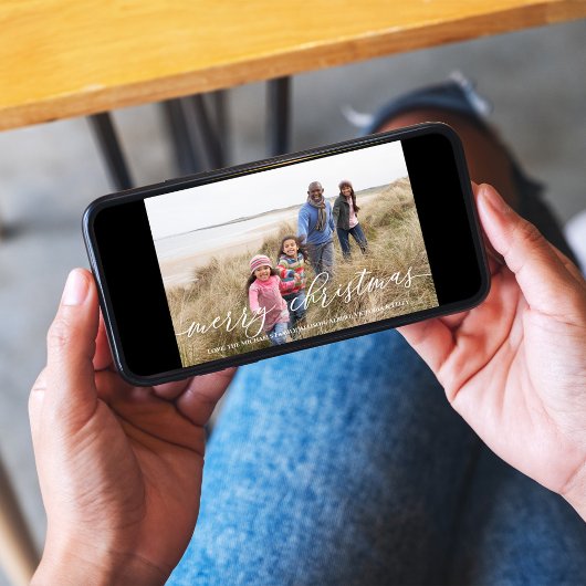 Merry Kerstroodgroene sneeuwvlok 1 Foto Feestdagenkaart