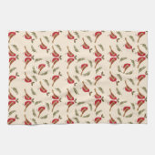 Merry Kerstroodvogelpatroon Theedoek (Horizontaal)