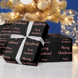 Merry kerstRoos Gold Black Script Typografie Cadeaupapier